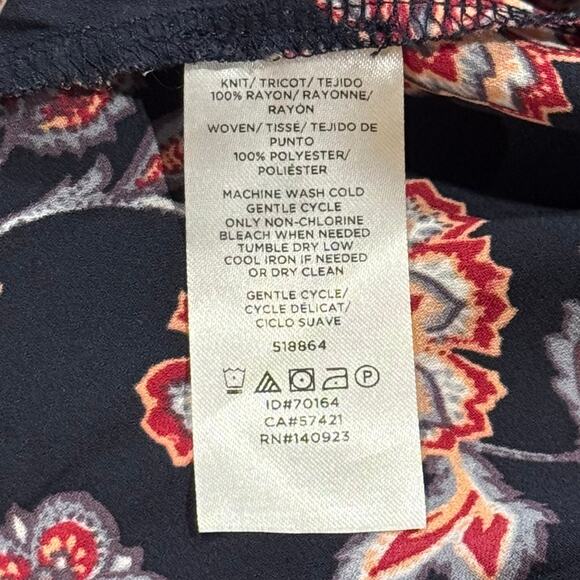 Loft Womens Top Boho Cottagecore Coastal Grandma Whimsigoth Floral Blue Red XXL - Picture 4 of 5